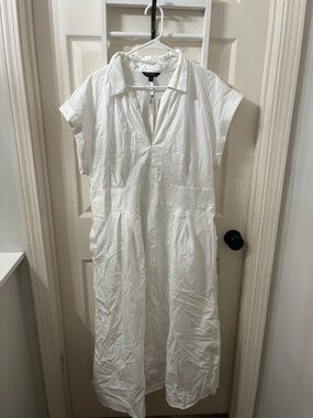 White Collared Buttonless Maxi Dress